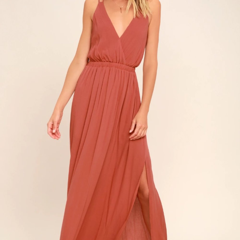 Lulus | Rose Maxi Dress | Lost in Paradise Rusty Rose Maxi Dress